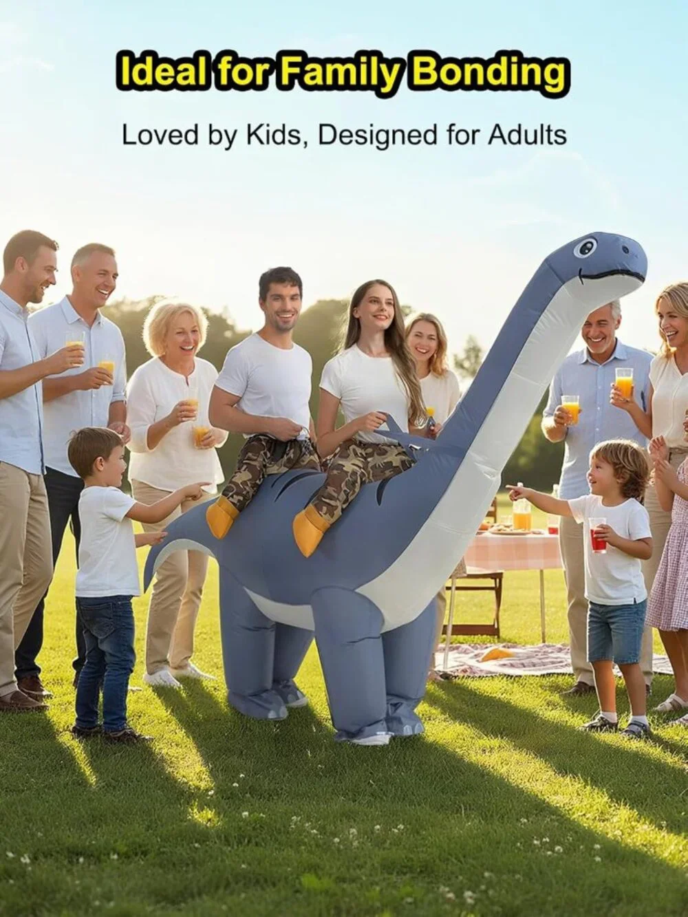 Funny Inflatable Dinosaur Costume for 2 Adults - Conjoined Diplodocus for